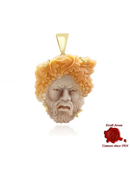 Pendente italiano cammeo Bacco in oro