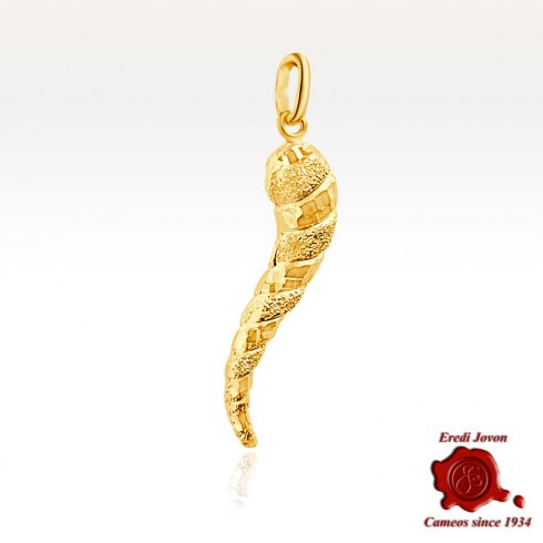 Cornetto Sabbiato Fatto a Mano in Oro Giallo 18 kt