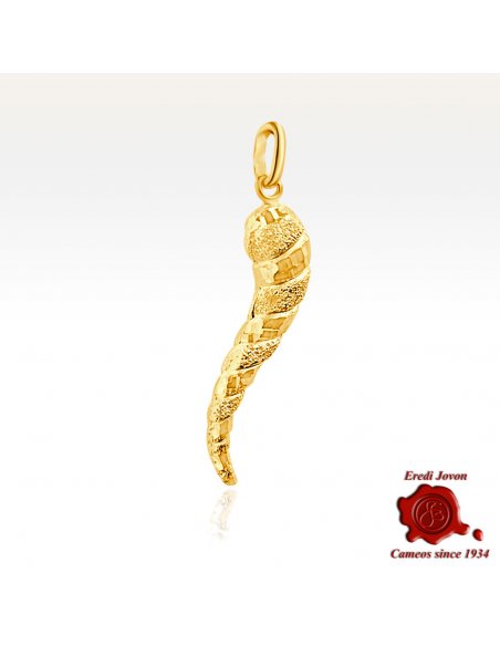 Cornetto Sabbiato Fatto a Mano in Oro Giallo 18 kt