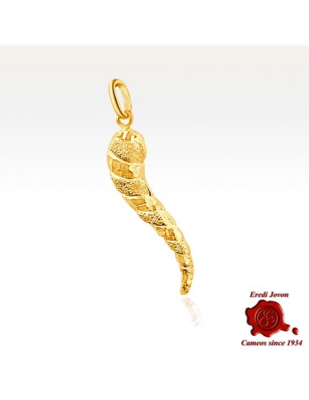 Cornetto Sabbiato Fatto a Mano in Oro Giallo 18 kt