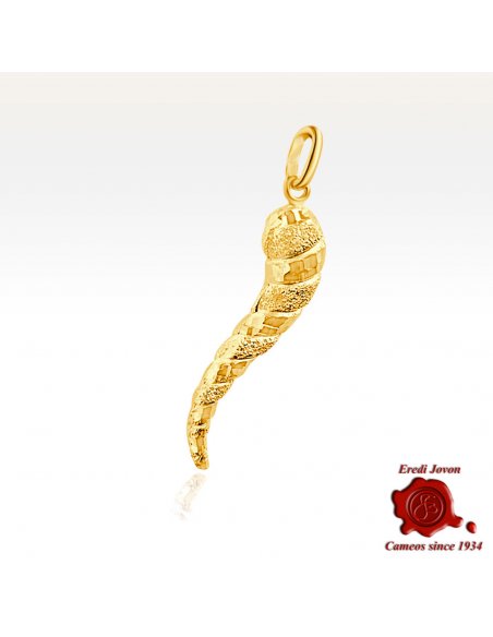 Cornetto Sabbiato Fatto a Mano in Oro Giallo 18 kt