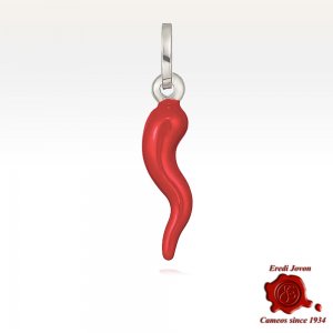 Collana Cornetto Rosso Smalti Argento