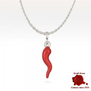 Collana Cornetto Rosso Smalti Argento 2