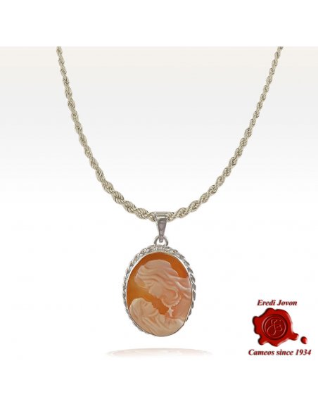 Holy Virgin Traditional Cameo Silver Shell