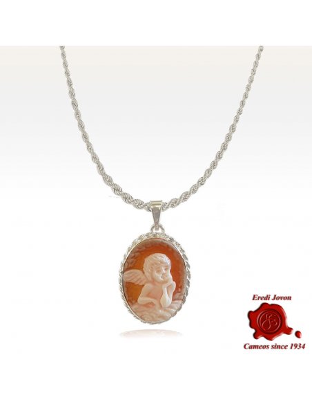 Traditional Angel Cameo in Silver - Raphael