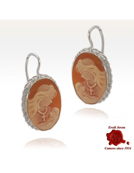 Virgin Mary Cameo Earrings dangle