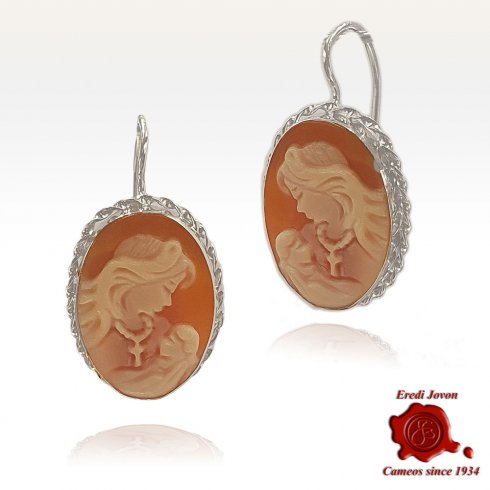 Virgin Mary Cameo Earrings Traditional