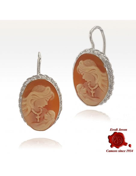 Virgin Mary Cameo Earrings Traditional