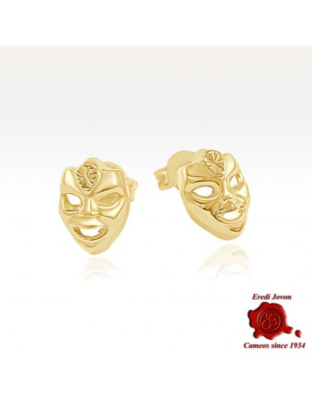 Gold Mask Motif Earrings | Eredi Jovon Venice