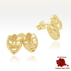 Tragic and Comic Masks Gold Earrings | Eredi Jovon Venice
