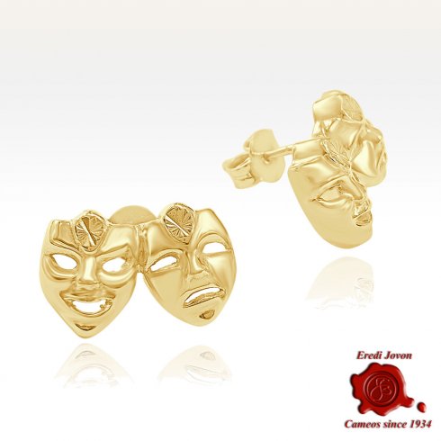Tragic and Comic Masks Gold Earrings | Eredi Jovon Venice