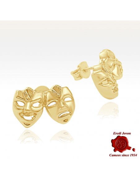 Tragic and Comic Masks Gold Earrings | Eredi Jovon Venice
