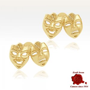 Tragic and Comic Masks Gold Earrings | Eredi Jovon Venice 2