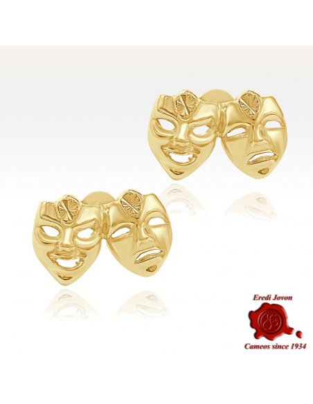 Tragic and Comic Masks Gold Earrings | Eredi Jovon Venice