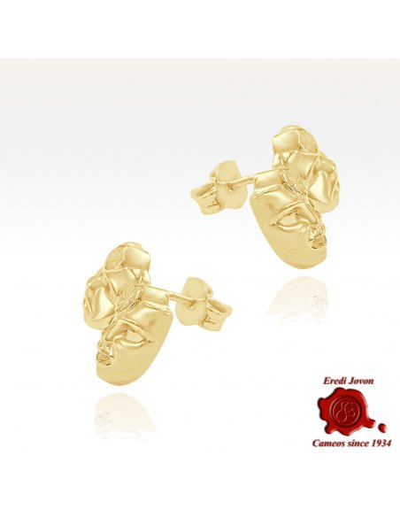 Tragic and Comic Masks Gold Earrings | Eredi Jovon Venice