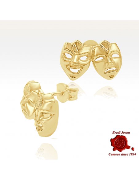 Tragic and Comic Masks Gold Earrings | Eredi Jovon Venice
