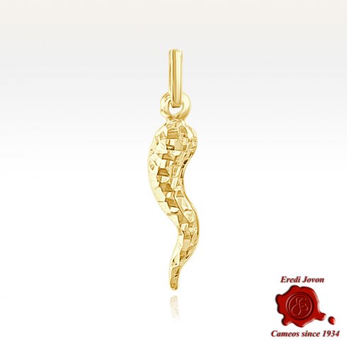 Handmade Mirror-Finish Cornicello in 18 kt Gold