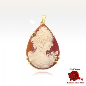 Tear Drop Shaped Shell Cameo Pendant