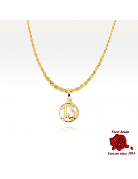 Number Thirteen Charm in Gold