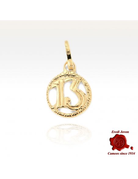 Number Thirteen 13 Charm in Gold