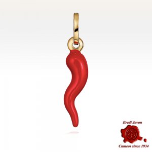 Cornetto Rosso Portafortuna in Argento Dorato | Collana Inclusa 2