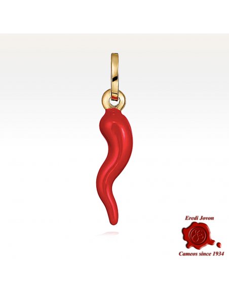 Cornetto Rosso Portafortuna in Argento Dorato | Collana Inclusa