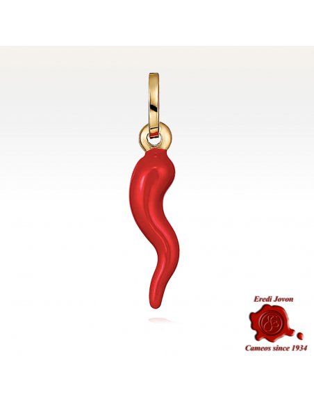 Cornetto Rosso Portafortuna in Argento Dorato | Collana Inclusa