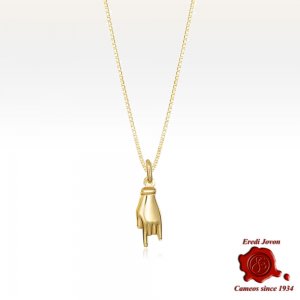 Mano Cornuta Charm Argento Dorato | Collana Inclusa