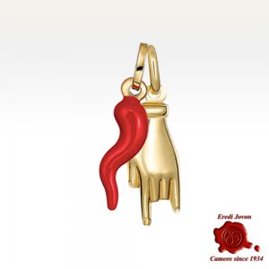Lucky Red Cornicello & Horn Hand Charm | Necklace Included 2