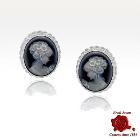 Orecchini Cammeo Pietra Blu Argento Venezia