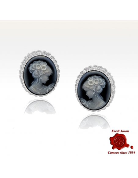 Orecchini Cammeo Pietra Blu Argento Venezia