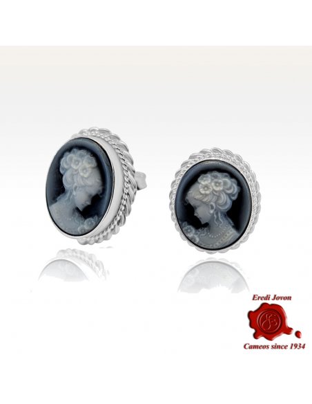 Orecchini Cammeo Pietra Blu Argento Venezia