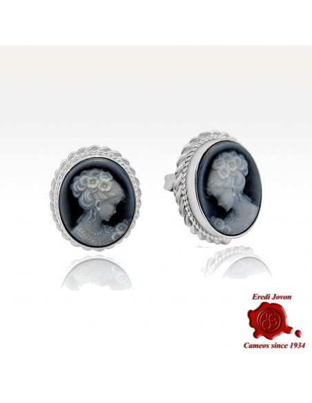 Orecchini Cammeo Agata Blu Argento Venezia