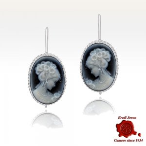 Venice Blue Cameo Earrings Dangle 2