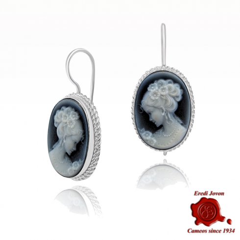 Venice Blue Cameo Earrings Dangle