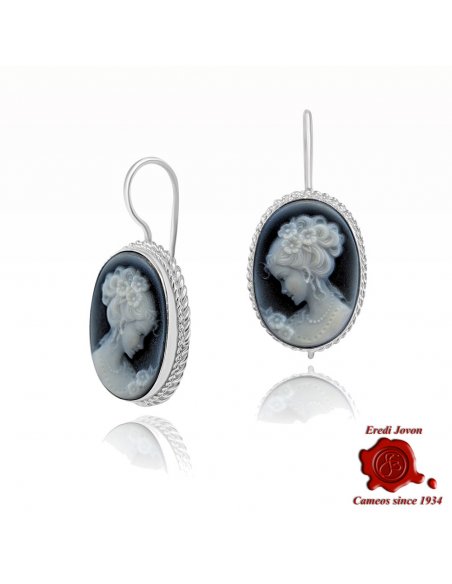 Venice Blue Cameo Earrings Dangle