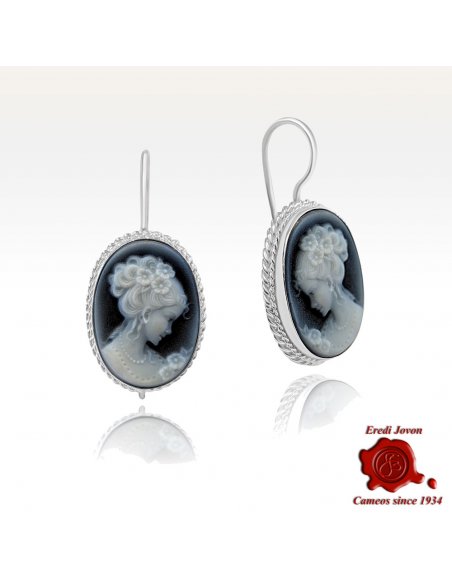 Venice Blue Cameo Earrings