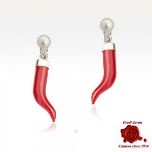 Orecchini Cornetto Corallo Rosso 2