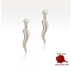 Orecchini Cornetto Portafortuna Argento