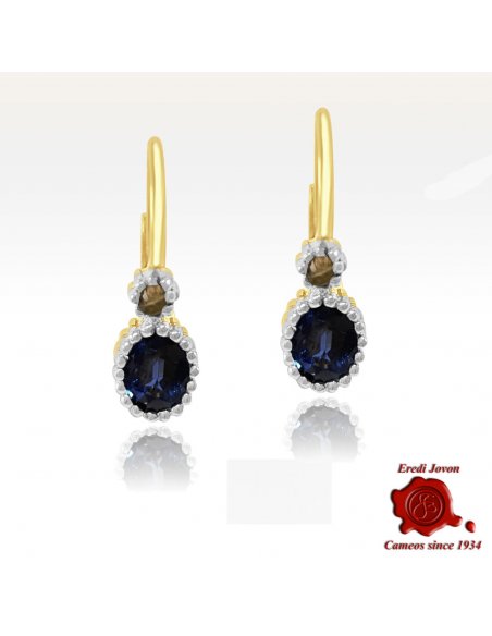 Old Sapphires and Diamonds Earrings