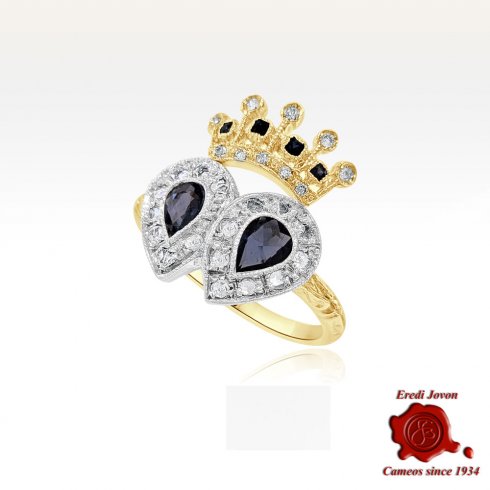 Diamond Drop and Crown Ring