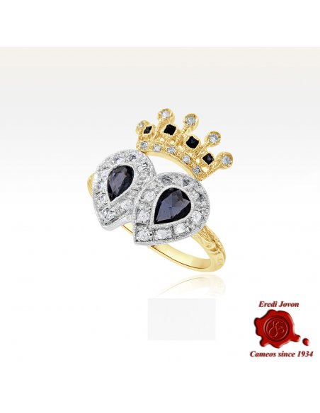 Diamond Drop and Crown Ring