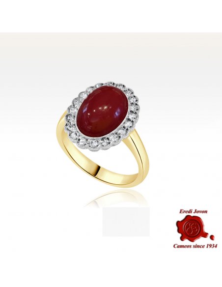 Anello Vintage Corallo e Brillanti