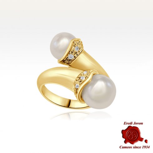 Vintage Ring Pearl and Diamonds Contrariè