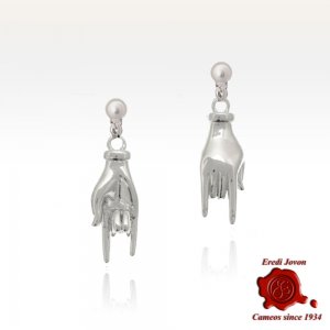 Orecchini Mano che Fa Corna Argento 2