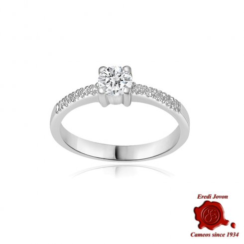 Armonia White Gold Ring with Diamond & Pavé of Brilliant Stones