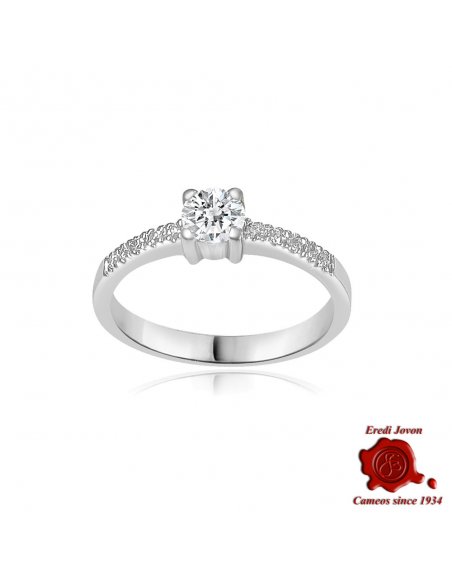 Armonia White Gold Ring with Diamond & Pavé of Brilliant Stones