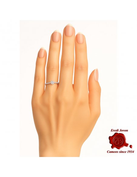 Armonia White Gold Ring with Diamond & Pavé of Brilliant Stones