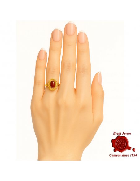 Anello Dorato Filigrana Corallo Rosso Anello Dorato Filigrana Corallo Rosso