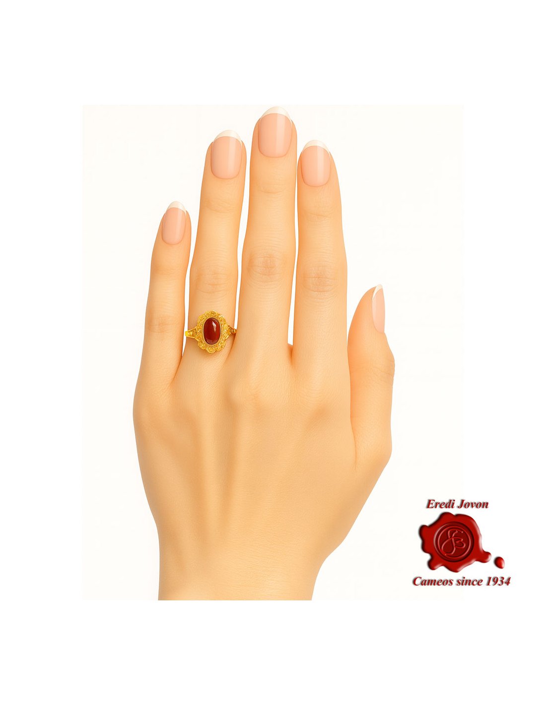 Anello Dorato Filigrana Corallo Rosso Anello Dorato Filigrana Corallo Rosso